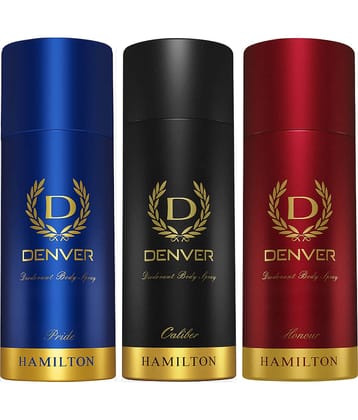 Denver Caliber, Pride & Honour (150 ml x 3) Deodorant Spray for Men 450 ml ( Pack of 3 )