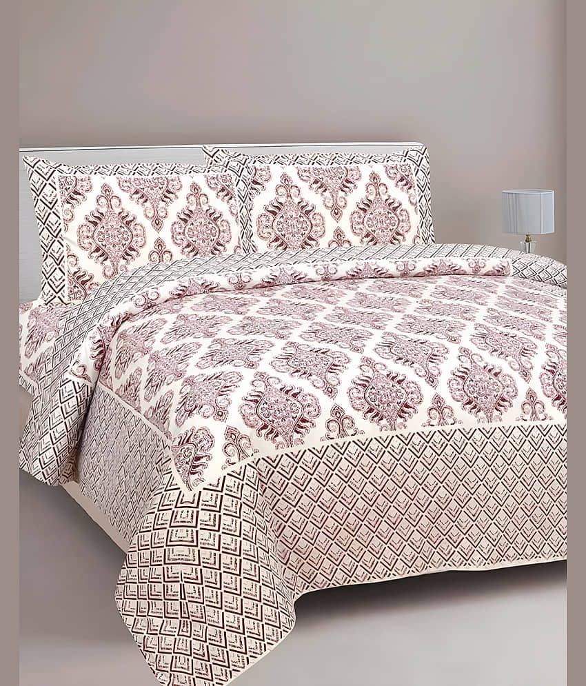 Bombay Spreads Cotton 1 Double King Bedsheet with 2 Pillow Covers ( Maroon )