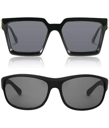 Kanny Devis - Black Rectangular Sunglasses ( Pack of 2 )