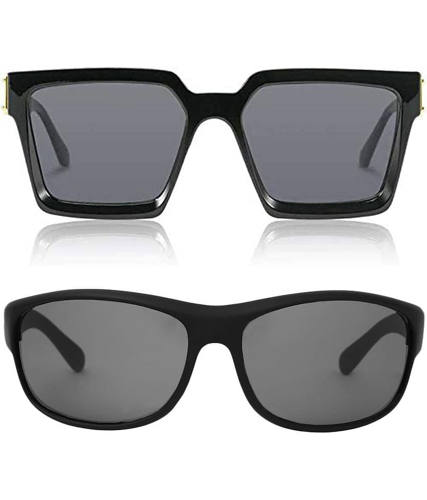 Kanny Devis - Black Rectangular Sunglasses ( Pack of 2 )
