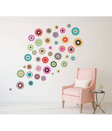 Asmi Collection Beautiful Self Adhesive Vinyl Circles Wall Sticker ( 115 x 125 cms )