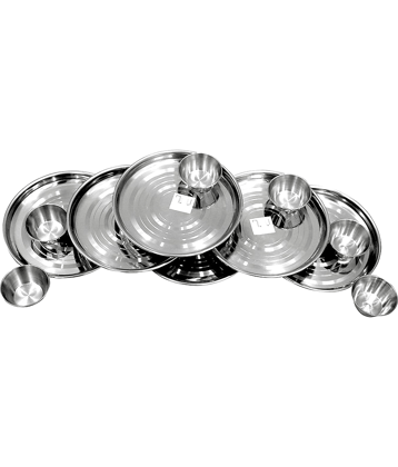 Dynore 12 Pcs Stainless Steel Silver Quarter Plate