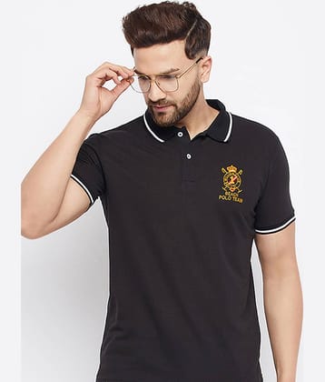 The Million Club Pack of 1 Cotton Blend Regular Fit Printed Half Sleeves Men's Polo T Shirt ( Black )