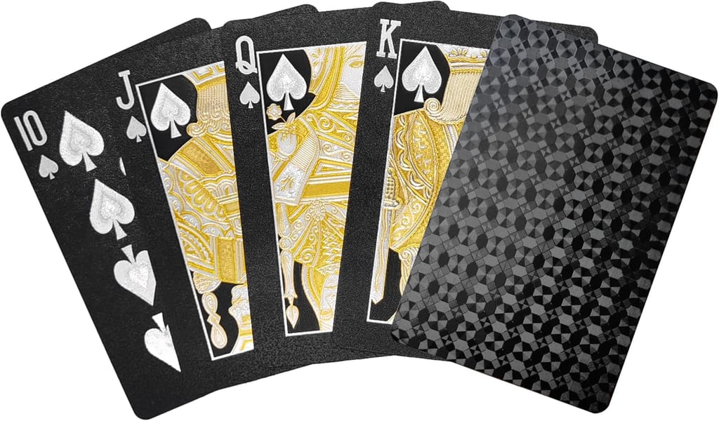 Playing Cards,54 Sheet Black Deck of Poker Card Waterproof Plastic Standard Playing Cards,for Family Party BBQ Gatherings,Black Grid