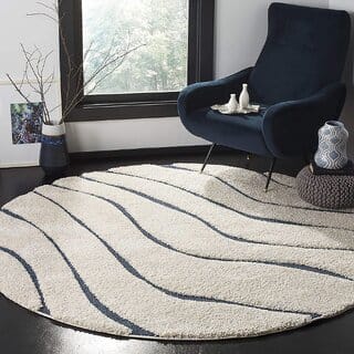 GALLERY HOME Silky Smooth Anti-Skid Shaggy Round Carpet with 2 inch Thickness (5 x 5 Round, Beige H3)