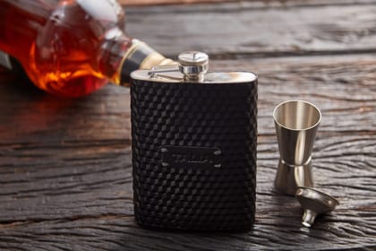 Leather-Covered Kidney Flask Gift Set