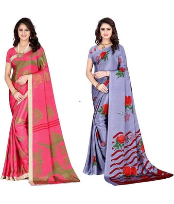LEELAVATI Crepe Printed Saree With Unstitched Blouse Piece ( Multicolor )