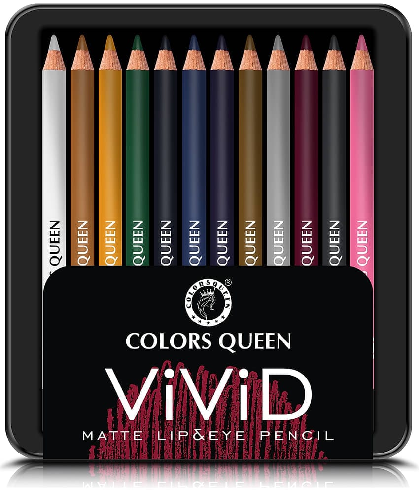 Colors Queen Vivid Matte Eye & Lip Liner Pencil Set of 12 (1.5g x12) Multicolor C
