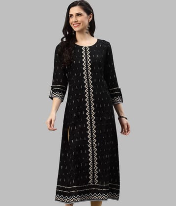Yash Gallery - Black Cotton Women's A-line Kurti ( Pack of 1 )