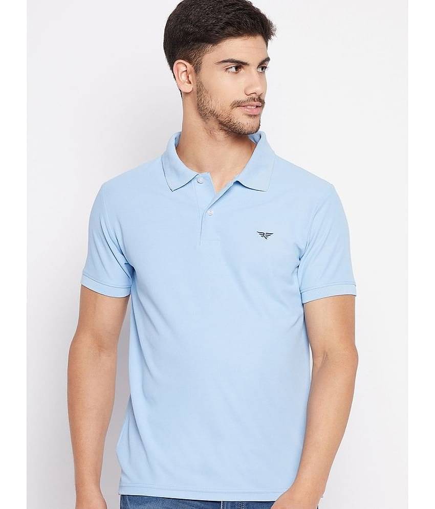 Riss Pack of 1 Polyester Regular Fit Solid Half Sleeves Men's Polo T Shirt ( Light Blue )