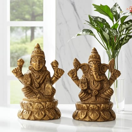 Brass Laxmi Ganesh Pair God Idol | Handcrafted Brass Diwali Puja Statue, Height : 2 Inch (BSMAS1003)