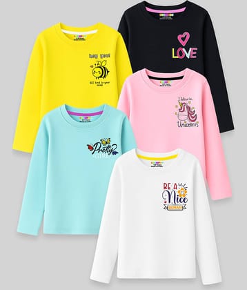 Kuchipoo Pack of 5 Girls Cotton Blend T-Shirt ( Multicolor 12 )