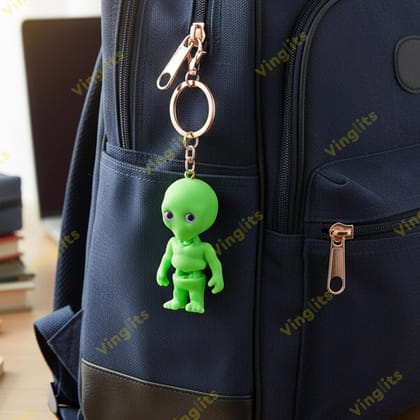 Vinglits Fantasy Shelf 3D Printed Keychains – Articulated Animal Toys, Pocket-Friendly Keyrings, Stress Relief Desk Toys for Kids & Adults, Collectible Accessories (Alien - Orbito, Medium)