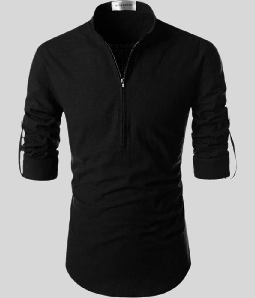 Vida Loca - Black Linen Slim Fit Men's Casual Shirt (Pack of 1)