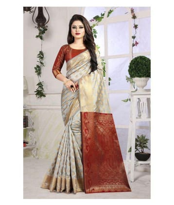 Gazal Fashions - Multicolor Banarasi Silk Saree With Blouse Piece (Pack of 1)