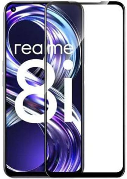 PLUGTECH Advanced Tempered Glass With Anti-Explosion 9H Hardness Edge-To-Edge Coverage Screen Guard for Realme 8I