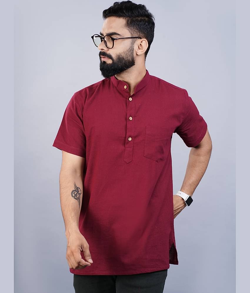 QuaClo - Maroon Cotton Men's Regular Kurta ( Pack of 1 )
