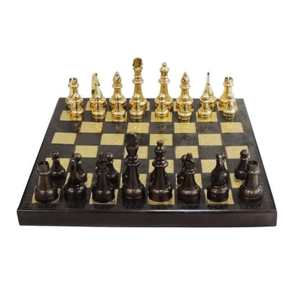 Brass Chess Set | Handmade Luxury Board Game Showpiece, Height : 1 Inch (ZMAS571 C)