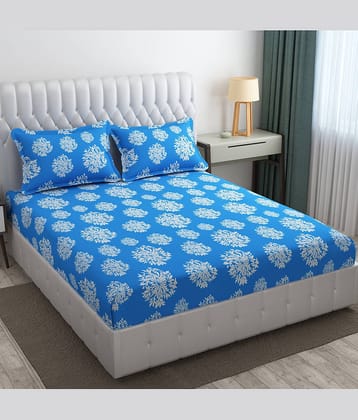 Apala Microfiber 1 Double King Bedsheet with 2 Pillow Covers ( Blue )