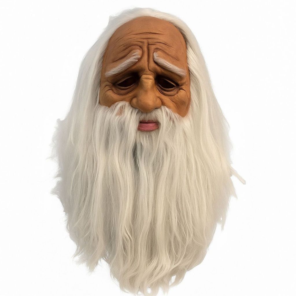 Realistic Old Man Latex Halloween Mask with White Beard - 1PC - Party and Festive Needs | Buy online on ZillyBuy