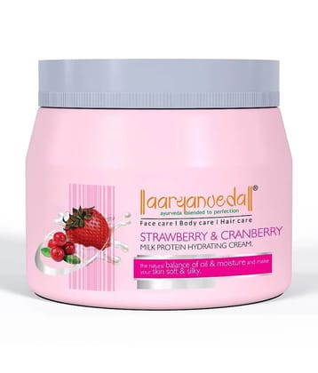 Aaryanveda Strawberry & Cranberry Milk Protein Hydrating Cream, Nourishes Skin, Healthy Glow 400g