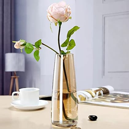 Vase For Home Decor Round Shape Center Table Bedroom Living Room And Office Decoration (Pack Of 1, Amber) Luster