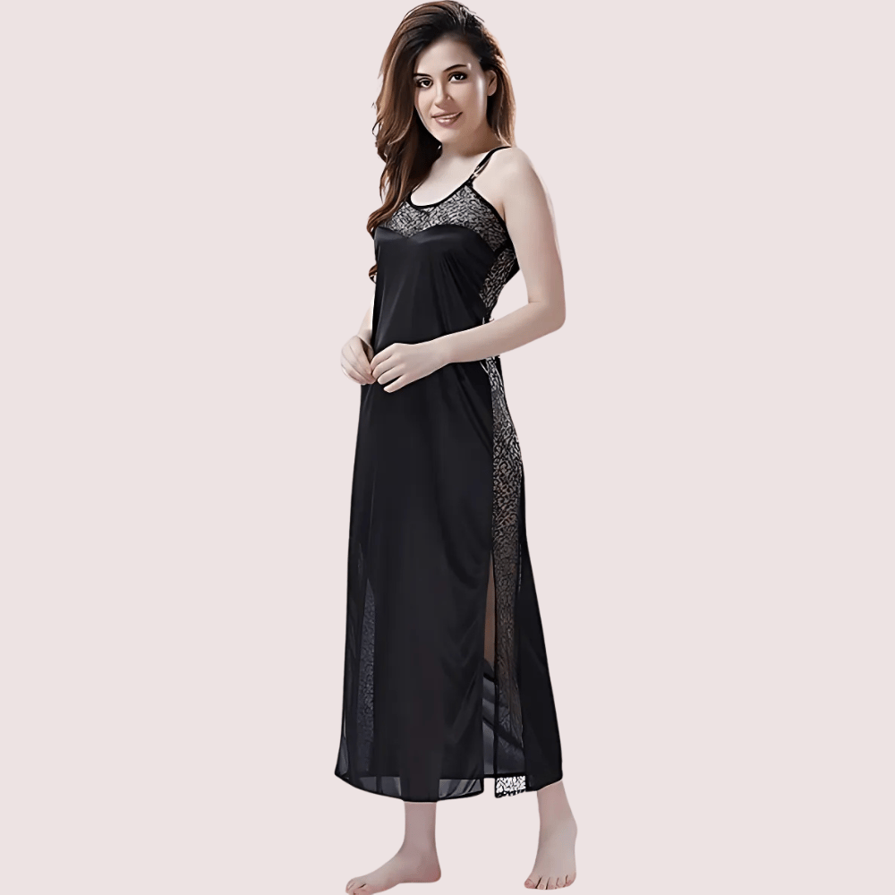 Elegant Lace Seductive Black Nightgown - Nightwear & Loungewear | Buy online on ZillyBuy