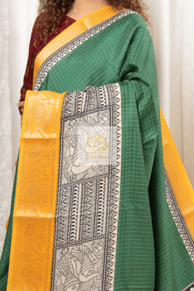 Zari Checks Dola SIlk Saree - Green