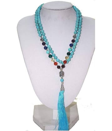 Exclusive yoga Seven Chakra mala/Yoga chakra Balancing Turquoise mala with 100% ORIGINAL Turquoise Beads and Genuine 7 chakra stones for healing and peach of mind and so many other benefits