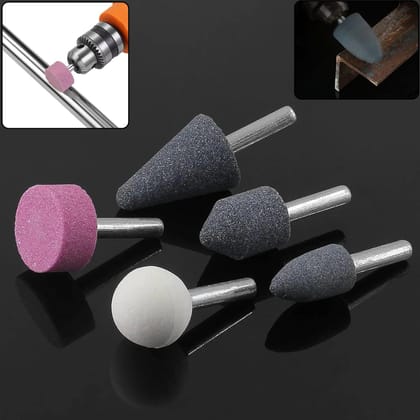 '-5 Pcs Shank Abrasive Mounted Stone (Multicolour)