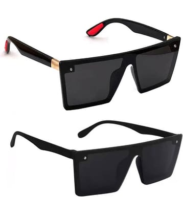 Elligator Black Square Sunglasses ( Pack of 2 )