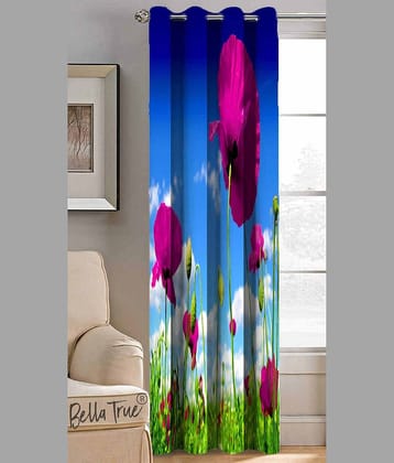 BELLA TRUE Abstract Printed Semi-Transparent Eyelet Curtain 5 ft ( Pack of 1 ) - Multicolor