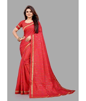 Gazal Fashions Georgette Embroidered Saree With Unstitched Blouse Piece ( Red )