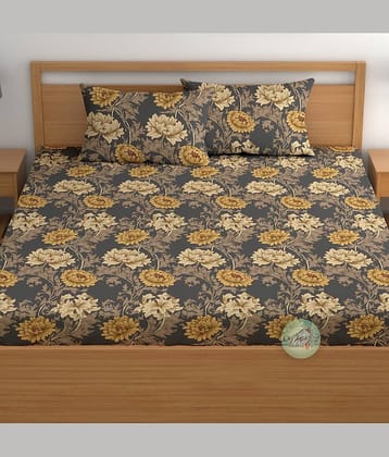 CG HOMES Microfibre 1 Double Fitted Bedsheet with 2 Pillow Covers ( 220 cm x 220 cm ) , Brown