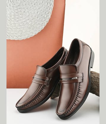 John Karsun Brown Men's Slip On Formal Shoes