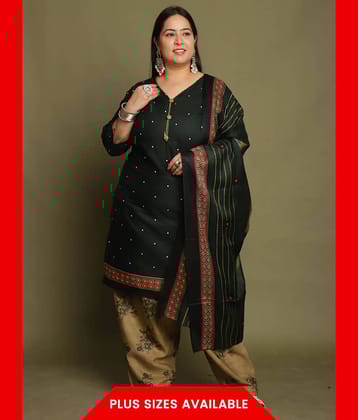 Rajnandini Cotton Blend Printed Kurti With Pants Women's Stitched Salwar Suit - Green ( Pack of 1 )