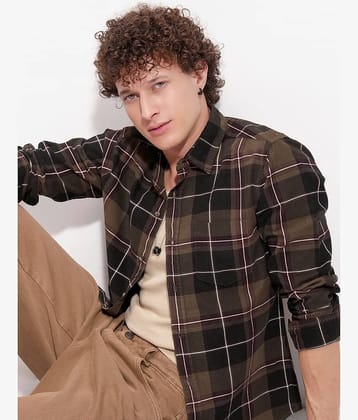 Highlander 100% Cotton Slim Fit Checks Full Sleeves Men's Casual Shirt - Multicolor ( Pack of 1 )