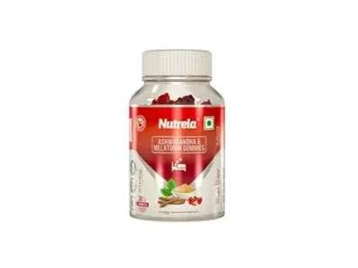 Nutrela Ashwagandha Gummies with Melatonin For Men & Women - 30 Gummies, Strawberry flavor | Helps you for Immunity & Performance Restful Sleep