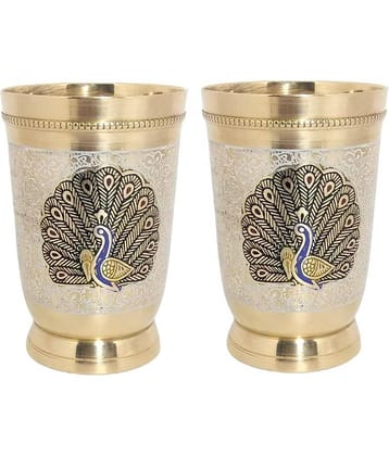 A & H ENTERPRISES - Brass Glasses Set 250 ml ( Pack of 2 )