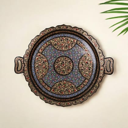Kashmiri Papier Mache Round Tray Kashmiri Papier Mache Round Tray