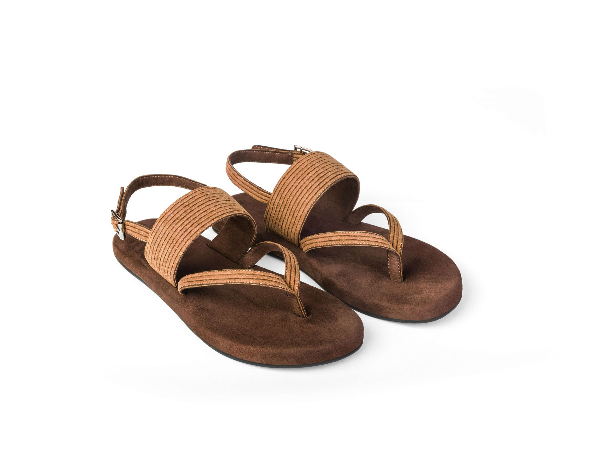 Paaduks Hiver Thong-Strap Corduroy Brown Sandals - UK 6