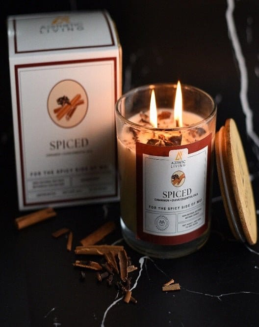 Aesthetic Living Spiced Botanic Candle with Cinnamon And Clove Essential Oil, 300 gm