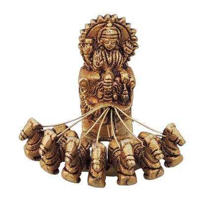 Brass Showpiece Surya Dev Rath Idol | Pure Brass Sun God Idol for Mandir & Home Decor, Height : 2.8 Inch (BSMAS1059 C)