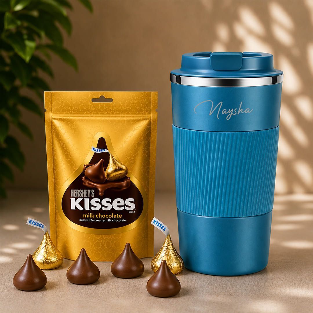 Personalized Travel Coffee Tumbler & Chocolate Gift Set