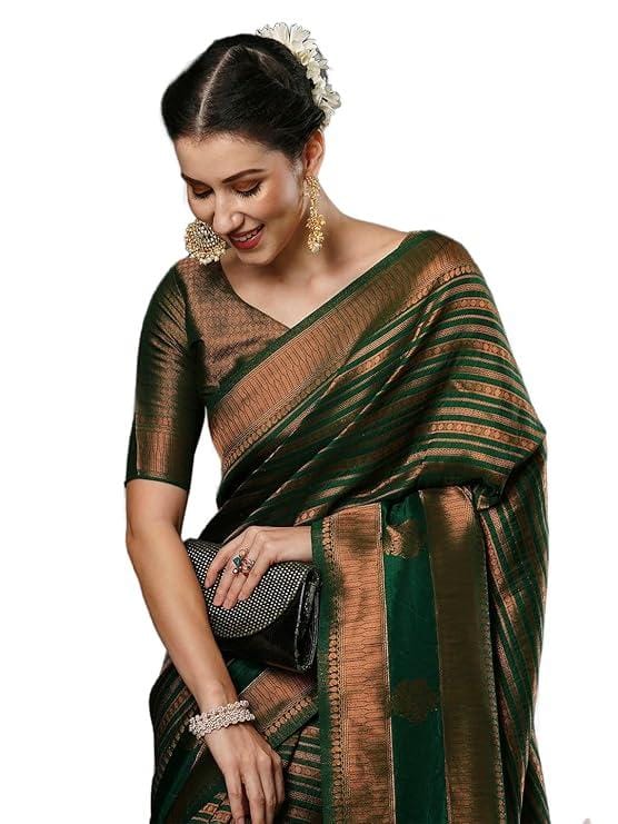 Sassy Hues Women's Kanjivaram Soft Lichi Silk Banarasi Saree