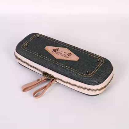 Jeans Design Hard Case Pencil Pouch for Kids-Green