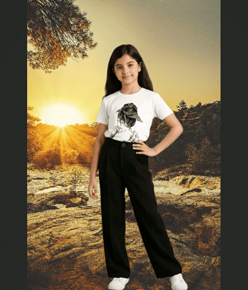 TarrenT HunT Pack of 1 Girls Cotton Blend T-shirt & Pants ( Black )