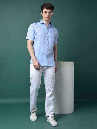Blue Linen Shirt-S / Blue