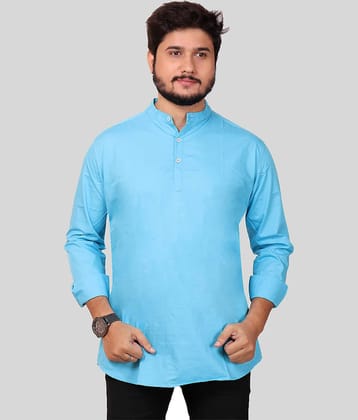 Made In The Shade - Turquoise Cotton Men's Regular Kurta ( Pack of 1 )