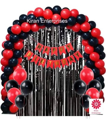 Kiran Enterprises Happy Birthday Banner ( Pink ) + 2 pc. Fringe Curtain ( Pink ) + 30 Metallic Balloon ( Pink, White )  Birthday Decoration Kit,  Birthday Decoration  items, Birthday Balloon Decoration Combo For Boys, Girls, Kids, Husband and Wife.
